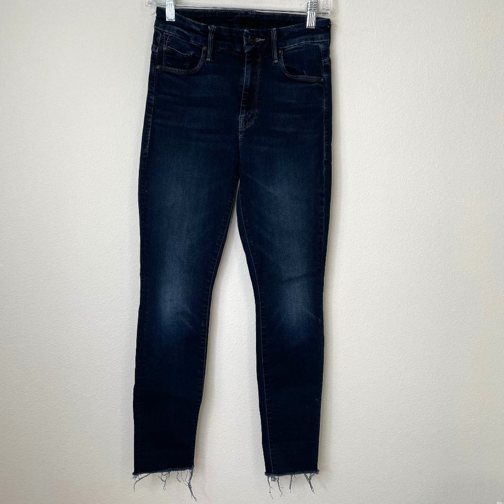 Mother High Waisted Looker Ankle Fray Last Call Wash Skinny Jeans